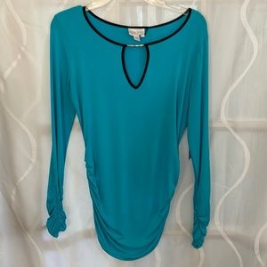 Bisou Bisou Teal Blouse, Medium